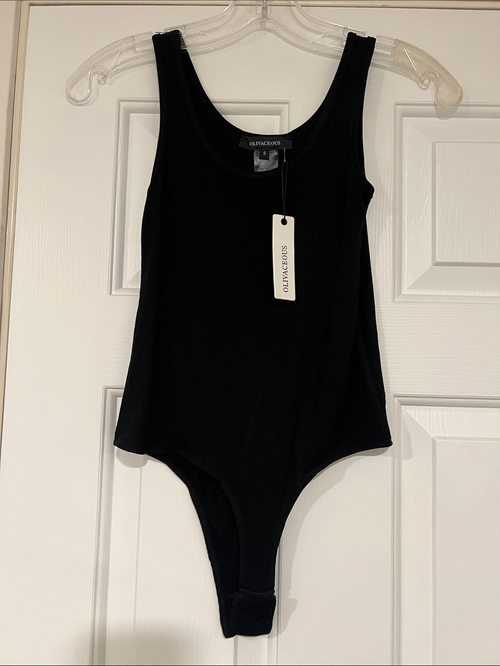 Olivaceous Black Tank Thong Ribbed Bodysuit Lightweight NWT Small